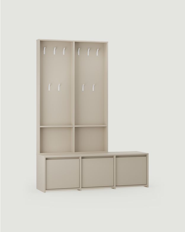 Zestaw szafka na buty RA03 z wieszakiem RA17 RAGNAR
Kolor: Cappuccino
Haki: Stalowy Łuk Porcelanowa Biel