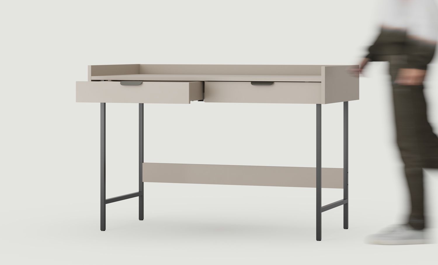 Stůl SIGI BS2
Barva: popelavě bílá
Noha: černá
Rukojeť: LAYERS 110 čedič