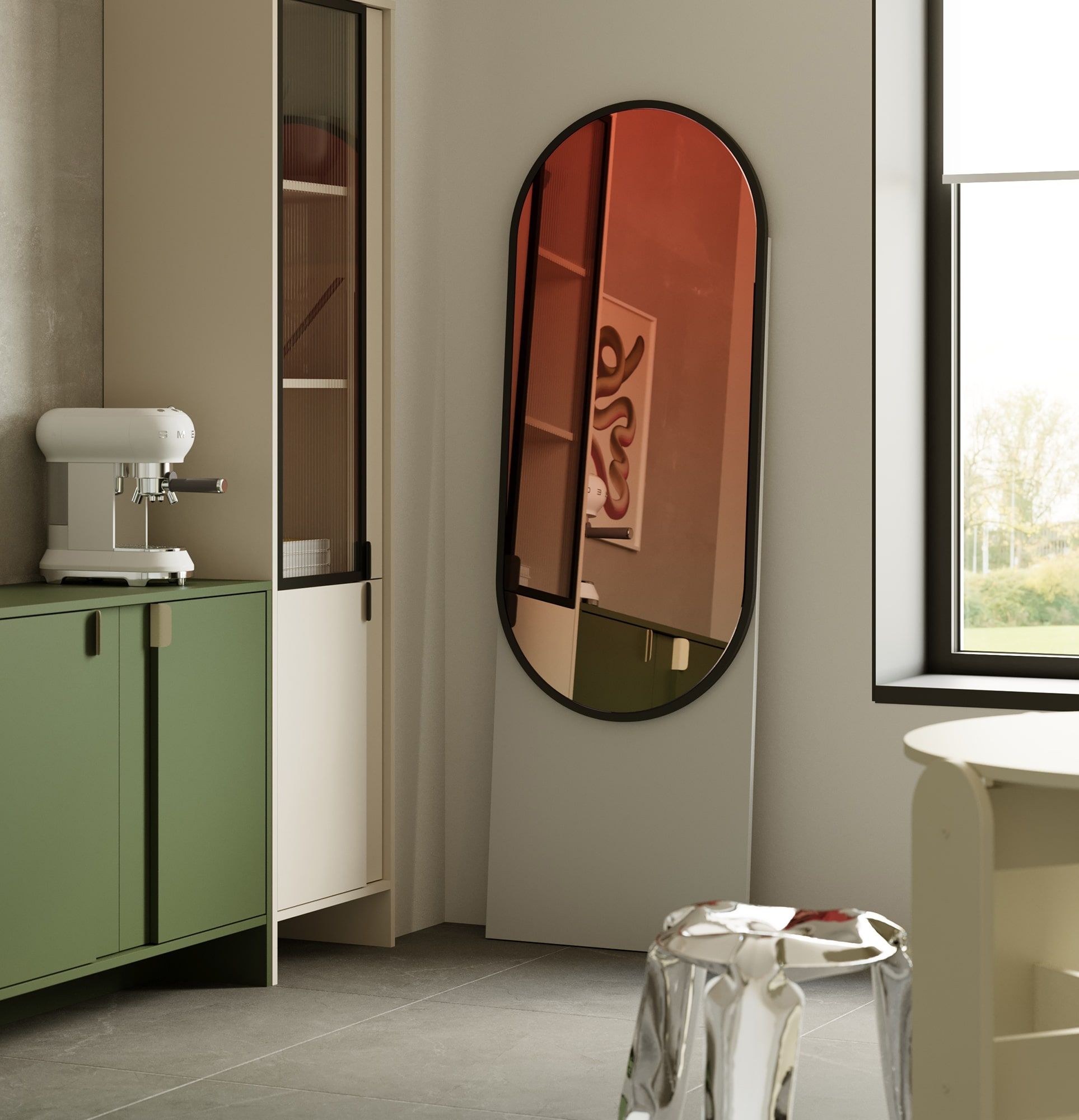 Stojící zrcadlo LAYERS LAY52
Barva: porcelánově bílá
Barva rámu zrcadla: černá Onyx
Typ zrcadlového povrchu: Dekorativní hranol