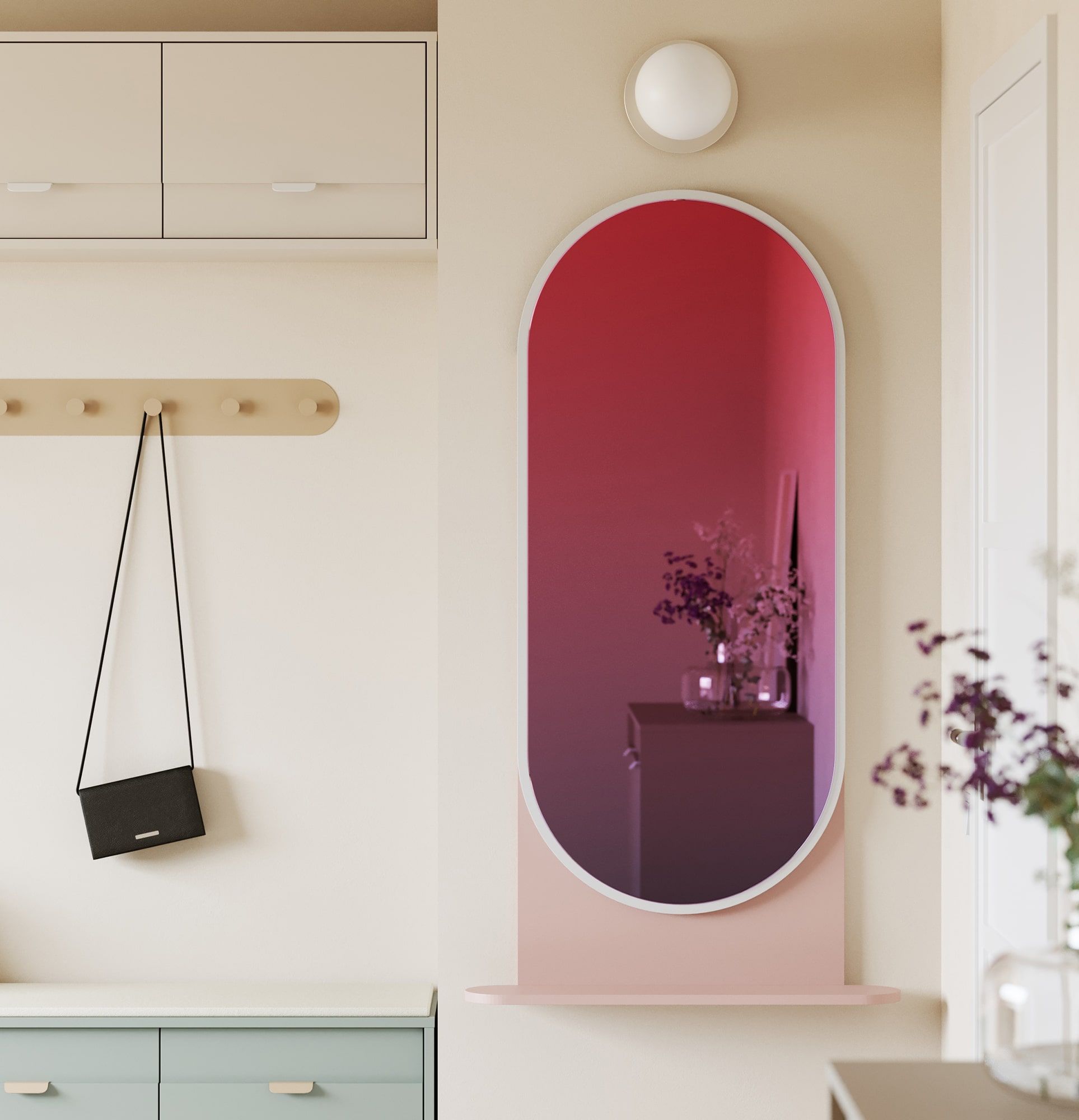 Závěsné zrcadlo s policí LAYERS LAY53
Barva: Antique Rose
Barva rámu zrcadla: porcelánově bílá
Typ zrcadlového povrchu: Dekorativní hranol