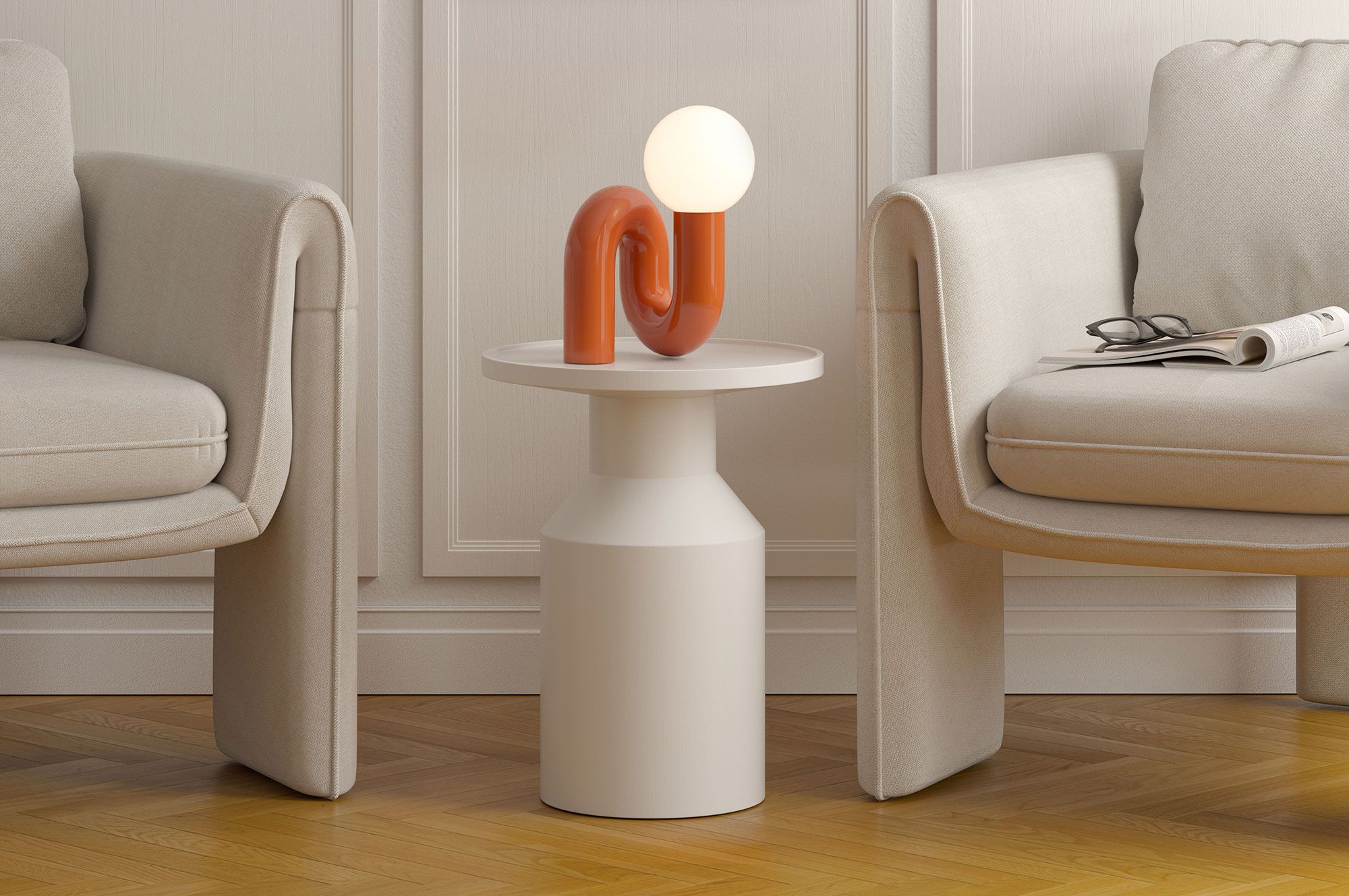 Dřevěný pomocný stůl FLAT SP2 White