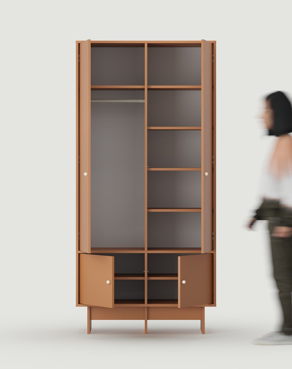 Hluboká skříň s tyčí ve stylu JAPANDI KABE SZK06