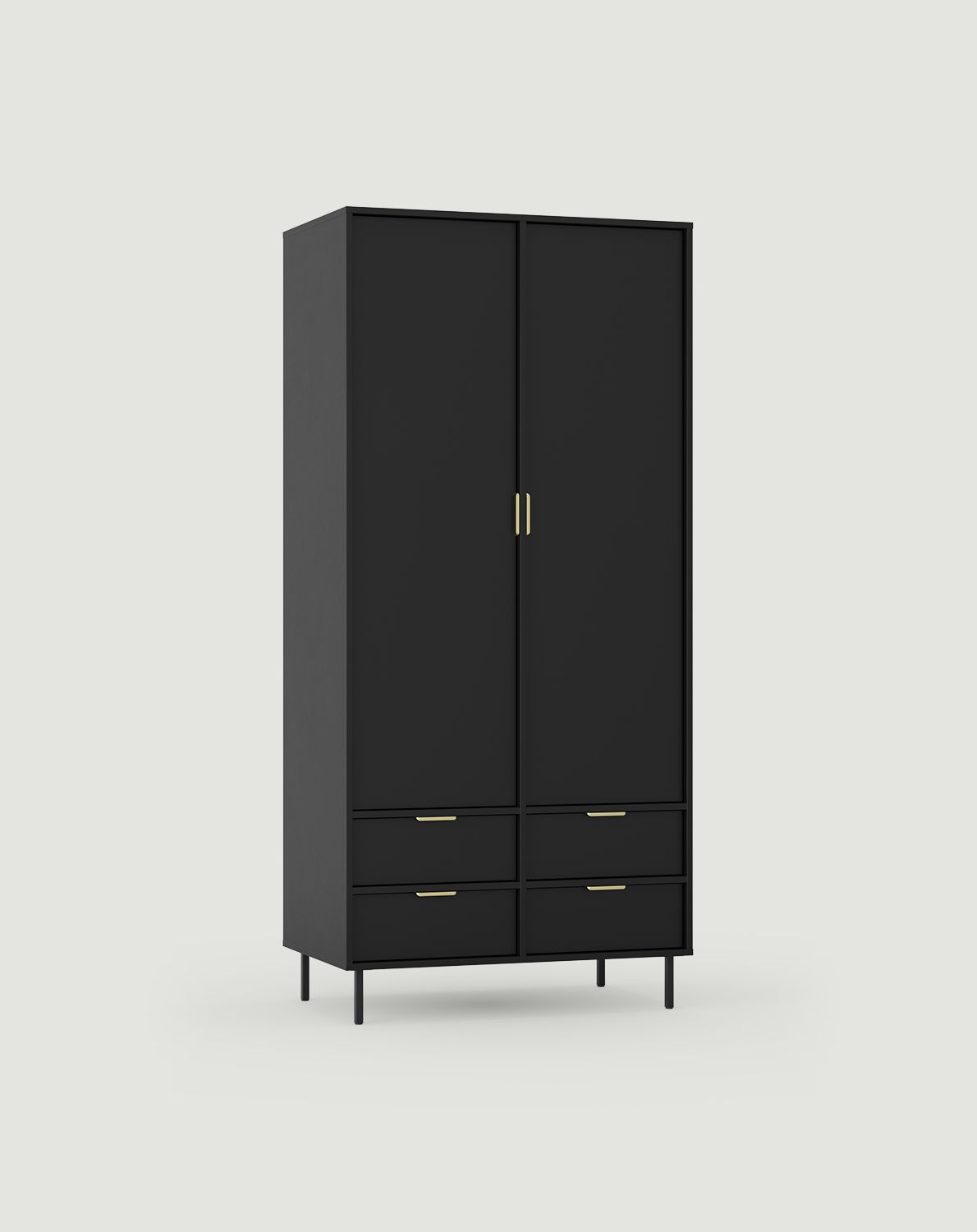 Hluboká šatní skříň SIGI s tyčí SZS8
Barva: černý onyx
Noha: černá
Úchytka: LING Gold