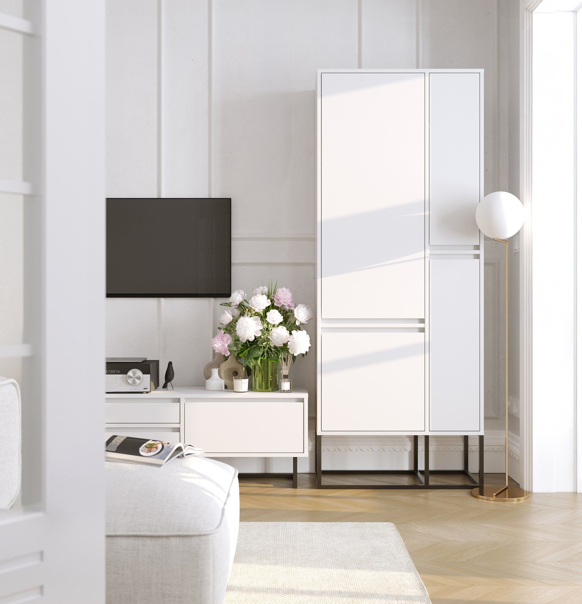 Asymetrický šatník ODIS SZOA2
Barva: porcelánově bílá
Barva nohou: ODIS ocelová černá