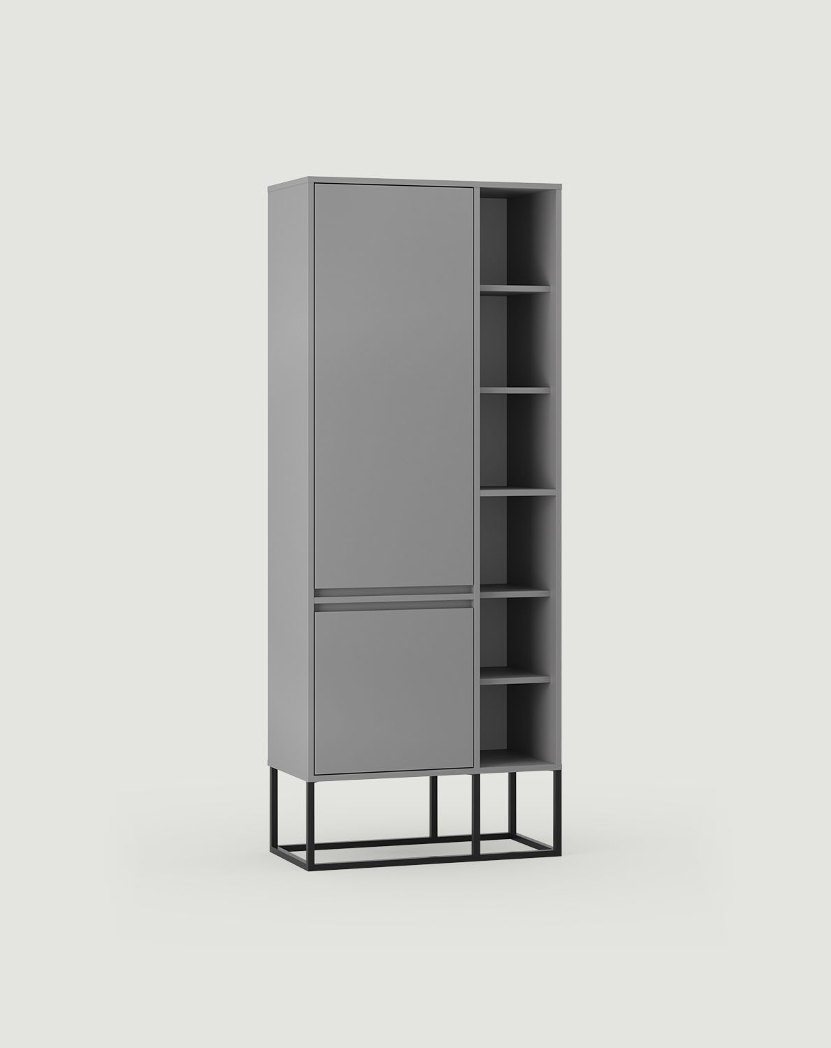 Asymetrický šatník ODIS SZOA4
Barva: měsíční prach
Barva nohou: ODIS steel Black