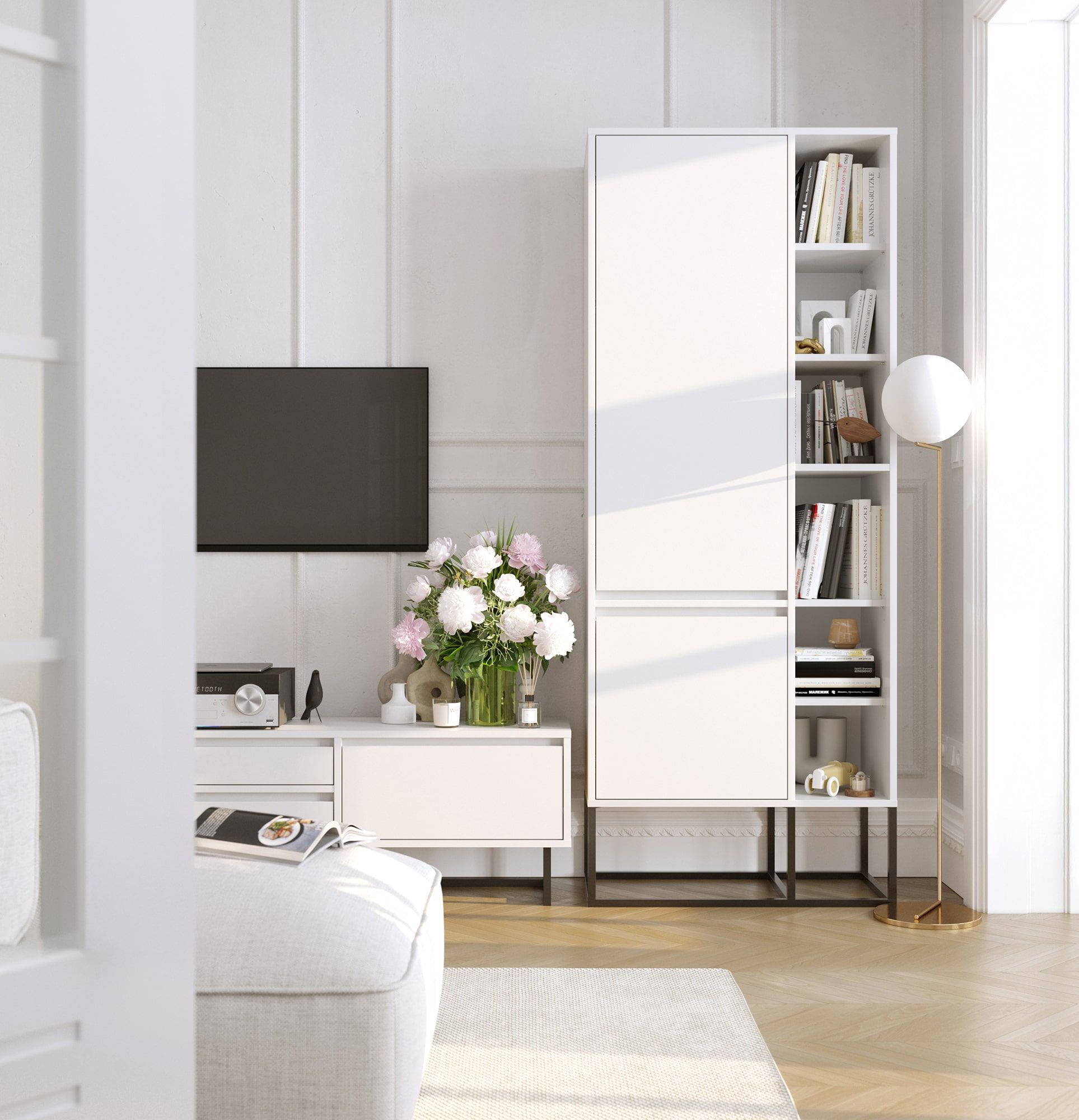 Asymetrický šatník ODIS SZOA4
Barva: porcelánově bílá
Barva nohou: ocel ODIS černá