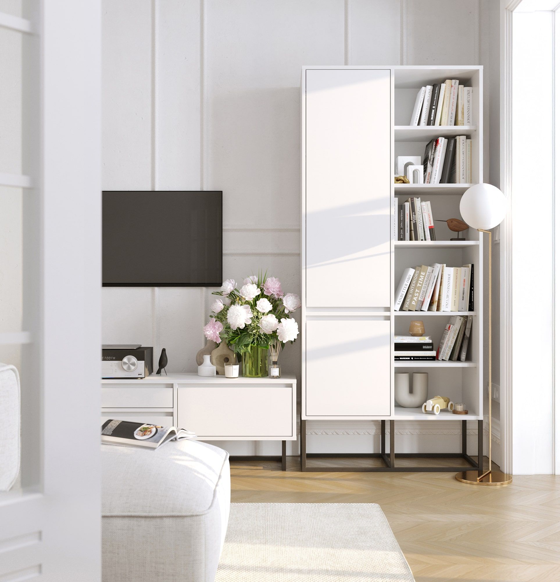 Šatní skříň ODIS SZO4
Barva: porcelánově bílá
Barva nohou: ocel ODIS černá