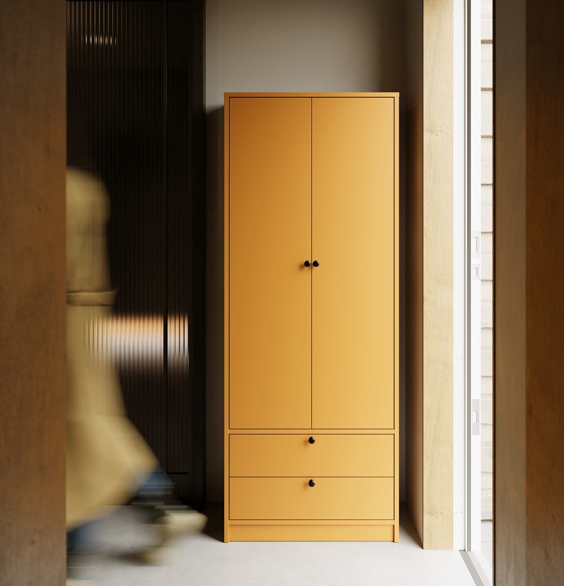 Šatní skříň S01
Barva: Vintage hořčice
Úchytka: FREJA knoflík Černá GFCZ