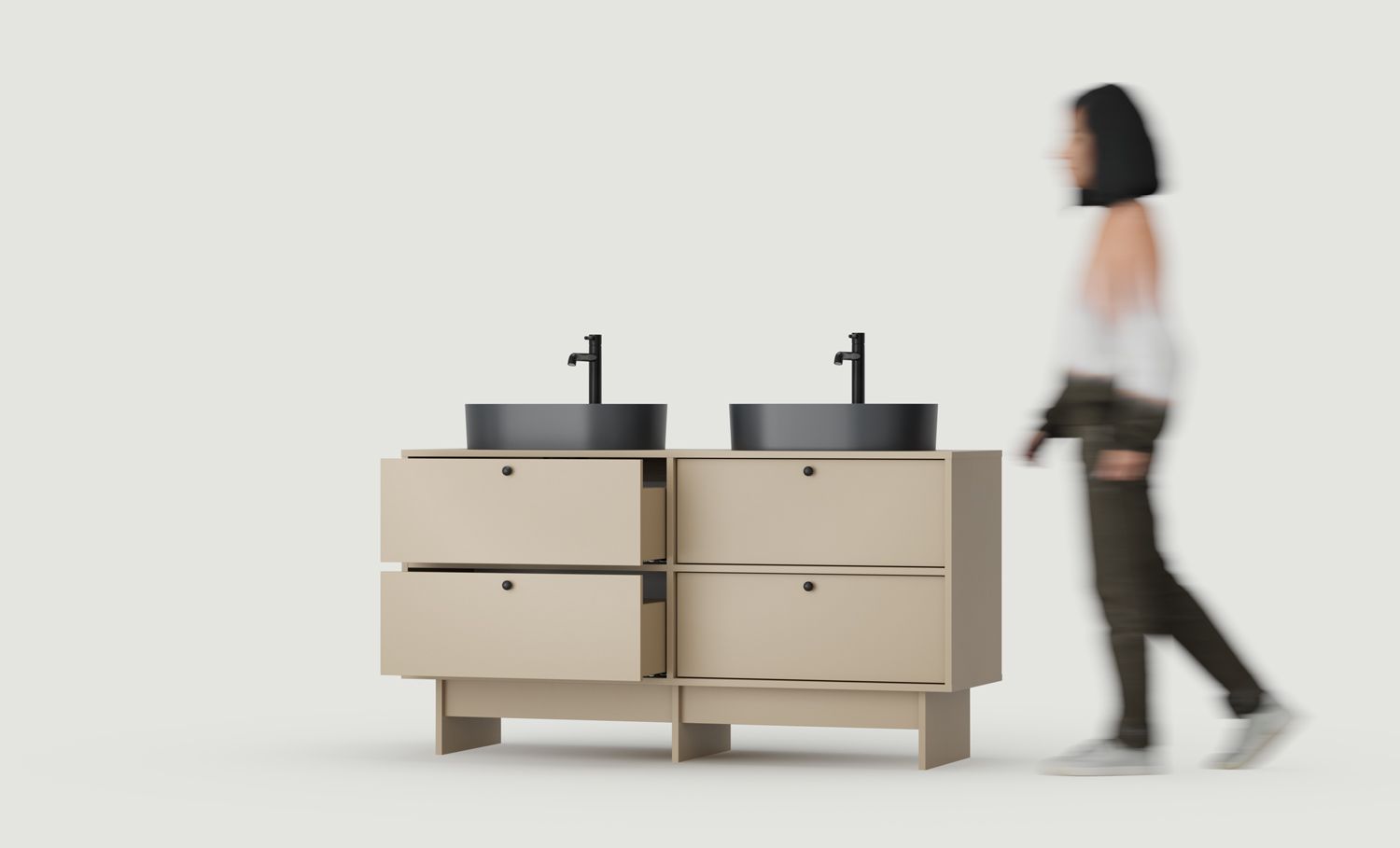 Skříňka KABE se dvěma umyvadly OMNIRES K2U03 ve stylu JAPANDI
Barva: cappuccino
Rukojeť: Kula Black KD
Umyvadlo: OVO M+ černá láva OMNIRES
Vodovodní baterie: OMNIRES