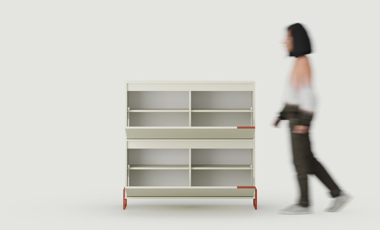 INEA DUO Skříňka na boty ISD1
Barva: mléčná dráha
Barva nohou a úchytů: Ocel Inea Fiery Terracotta.