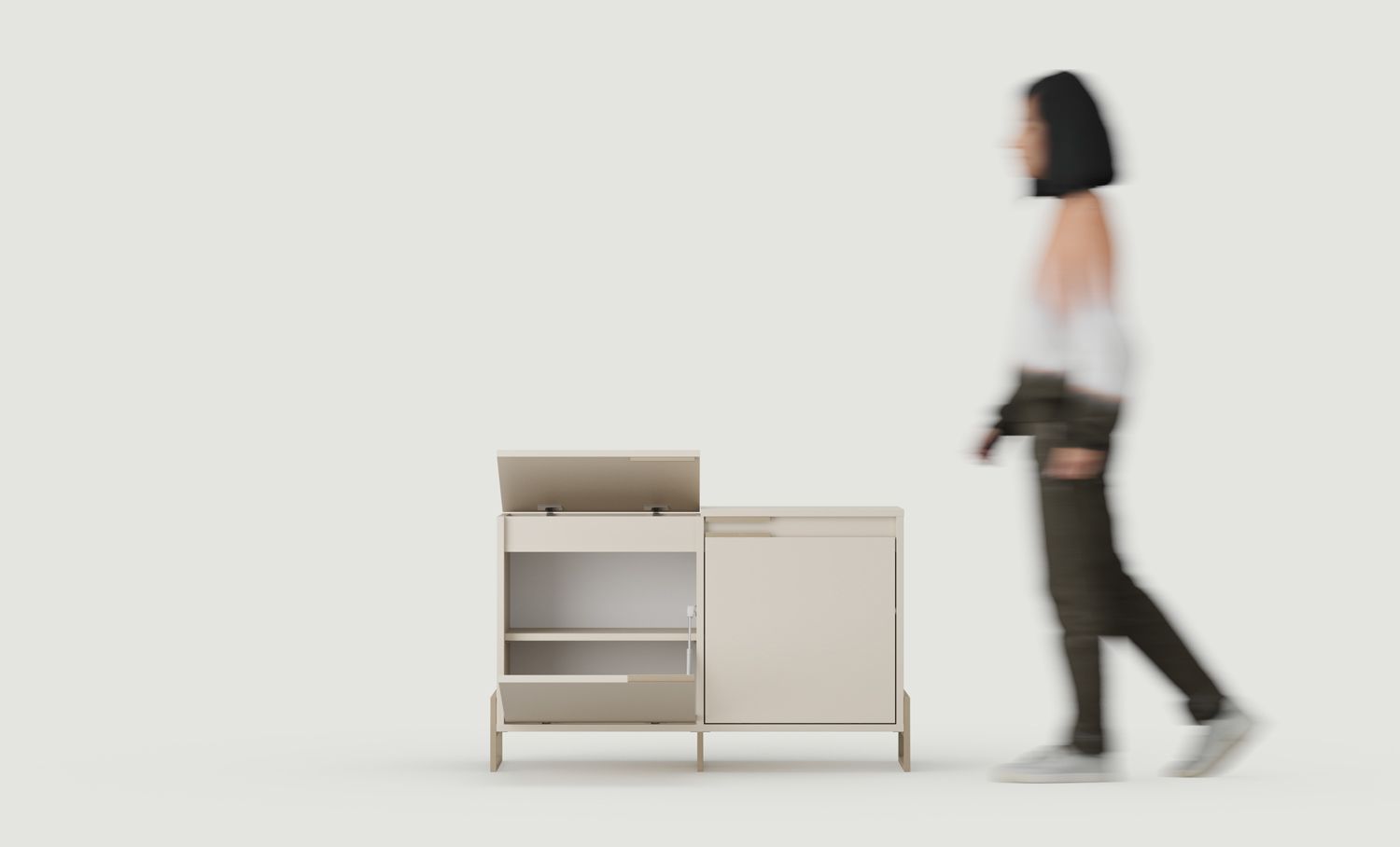 INEA Skříňka na boty ISB2
Barva: vlněný kašmír
Barva nohou a úchytů: Ocel Inea Cappuccino