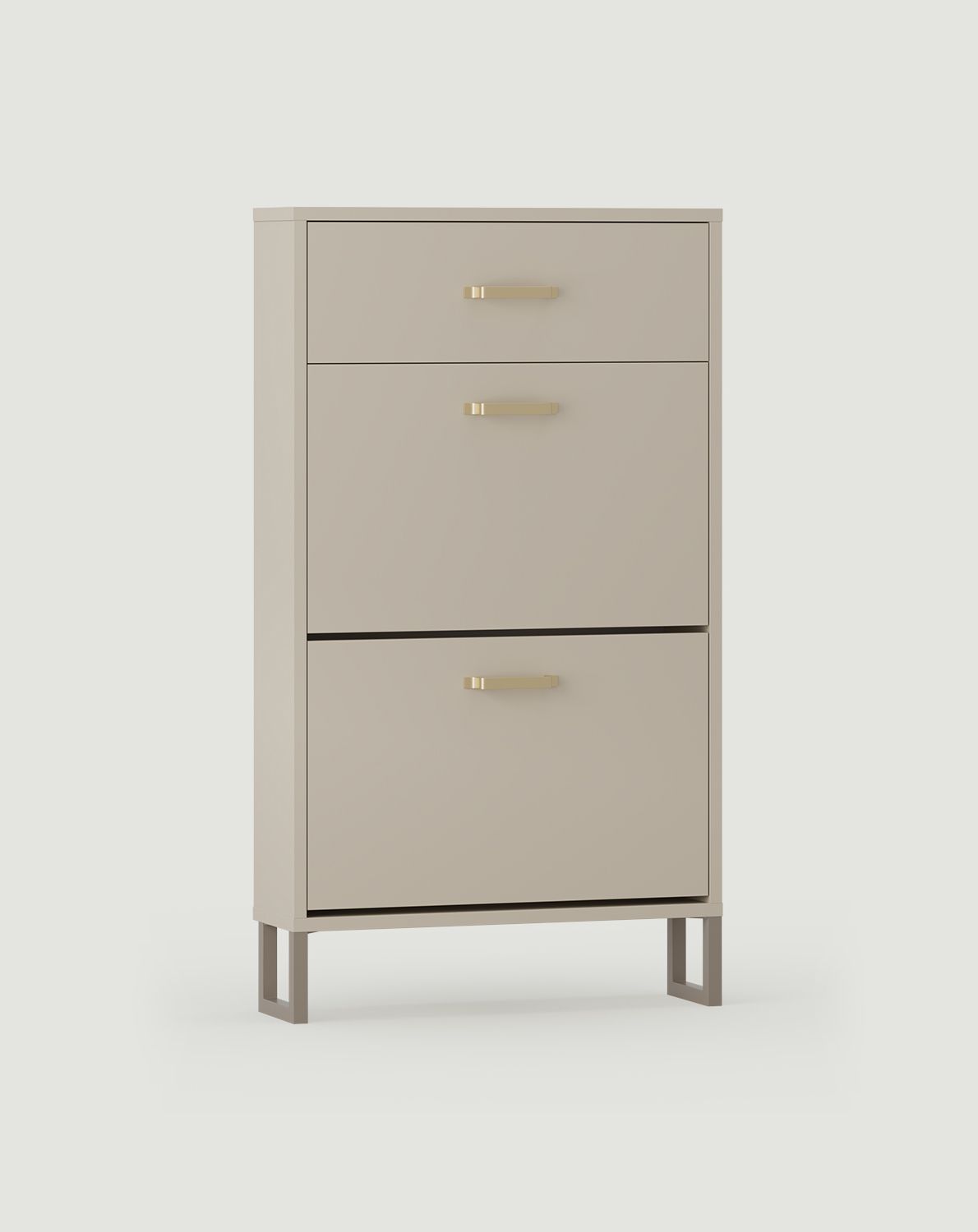 Skříň na klopové boty ODIS SBK4O
Barva: šampaňská béžová
Barva nohou: ODIS Steel Grey Beige
Úchytka: JORD Gold JZ