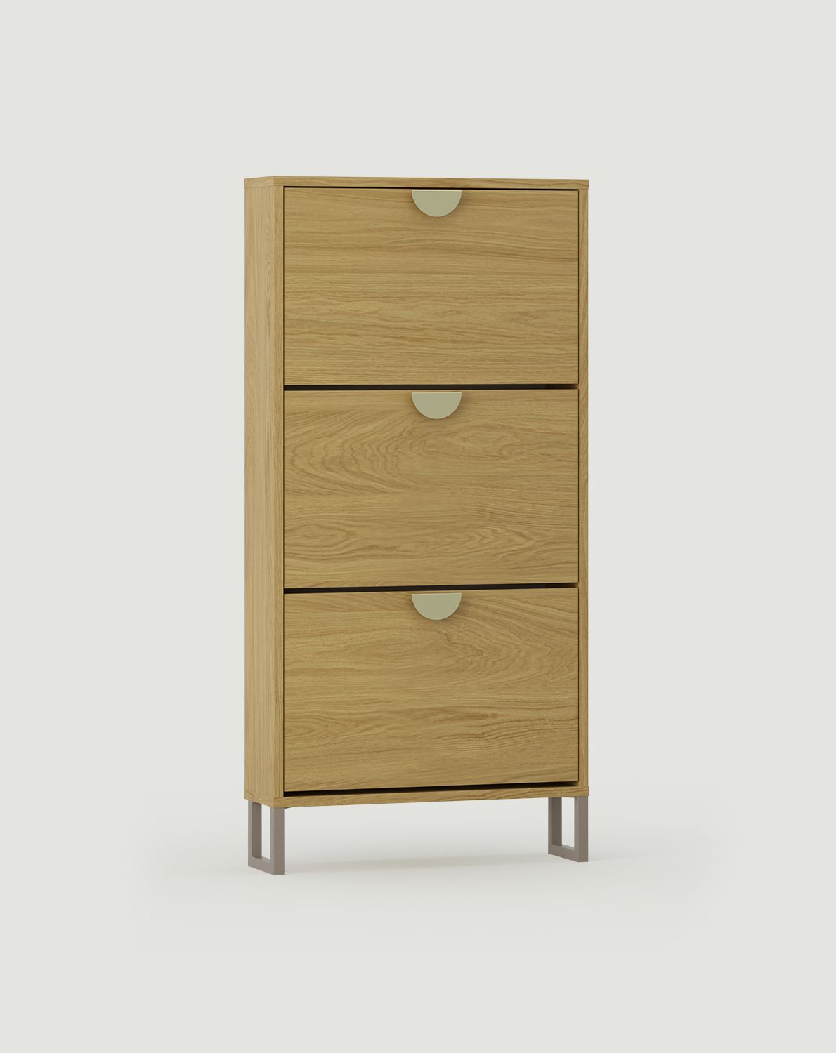 Skříň na klopové boty ODIS SBK6O
Barva: přírodní dubová dýha
Barva nohy: ODIS Steel Grey Beige
Úchytka: RIND Gold RZ úchytka