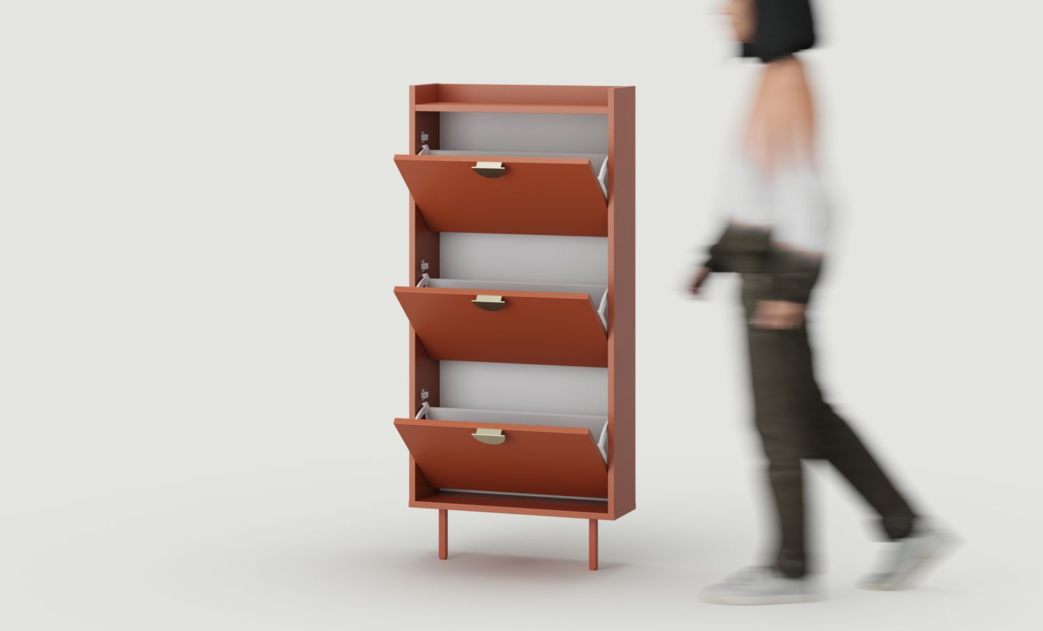 SIGI SBKS2 skříňka na klopové boty
Barva: ohnivá terakota
Noha: Fiery Terracotta
Úchytka: RIND Gold