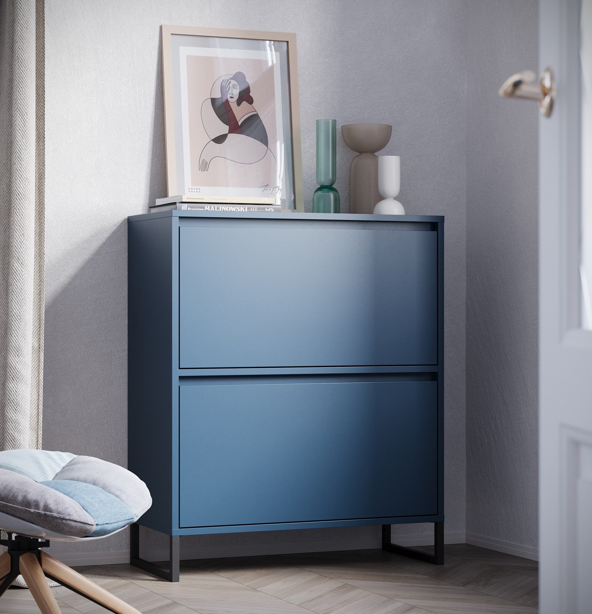 Skříň na boty SBD4 duo ODIS
Barva: tyrolská modrá
Barva nohou: ODIS Steel Black