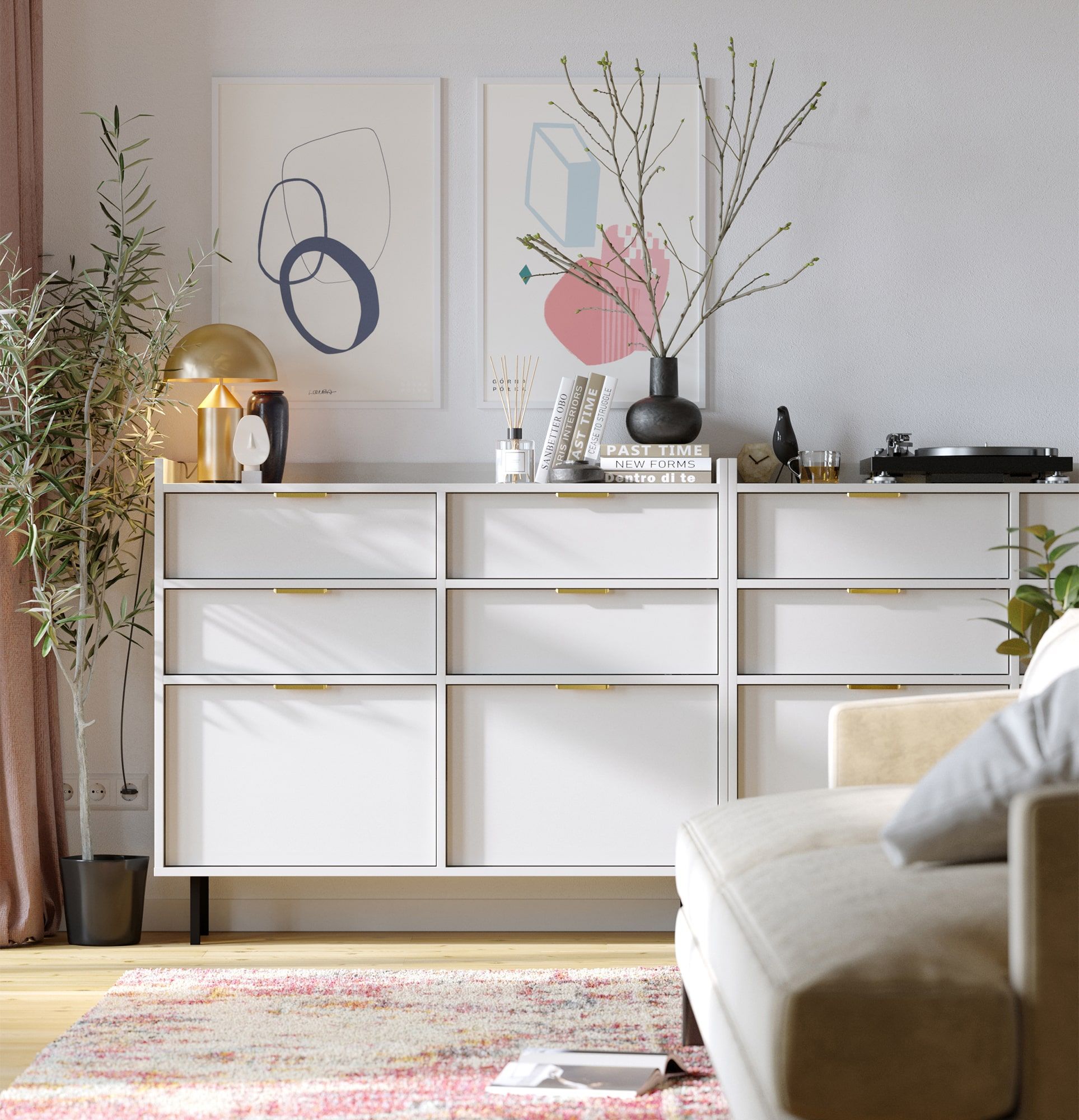 Botník SIGI se zásuvkou SBG2S
Barva: porcelánově bílá
Noha: černá
Úchytka: LING Gold