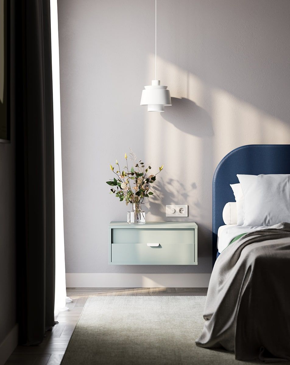 LAYERS LAY57 nástěnný noční stolek se zásuvkou
Barva: mléčná pistácie
Barva čela: mléčná pistácie
Úchytka: LAYERS 110 Porcelánová bílá