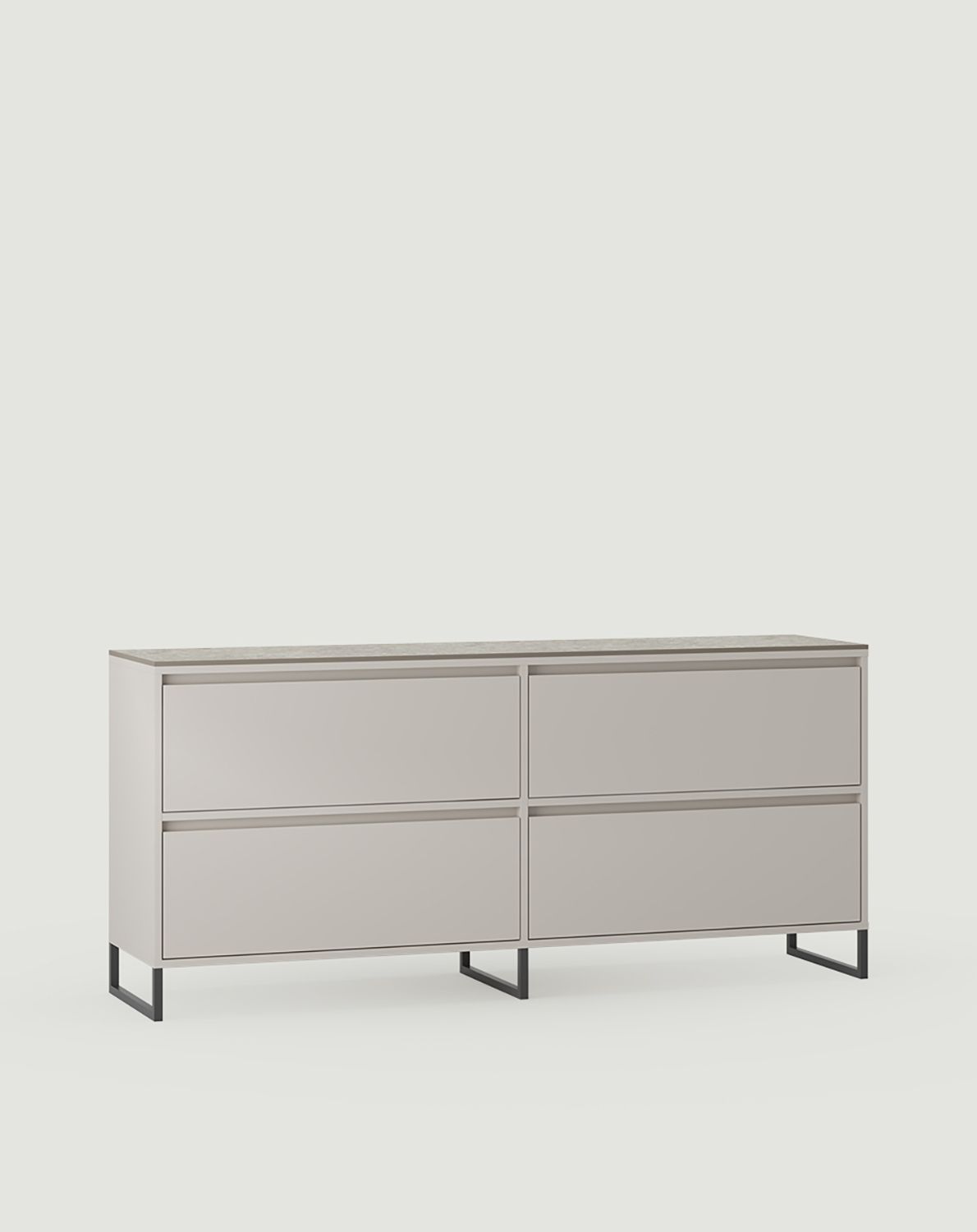 Skříňka pro dvě umyvadla ODIS O2U03B
Barva: Wrapping Cashmere
Barva nohou: ODIS Steel Grey
Deska stolu: šedé slinuté teraco