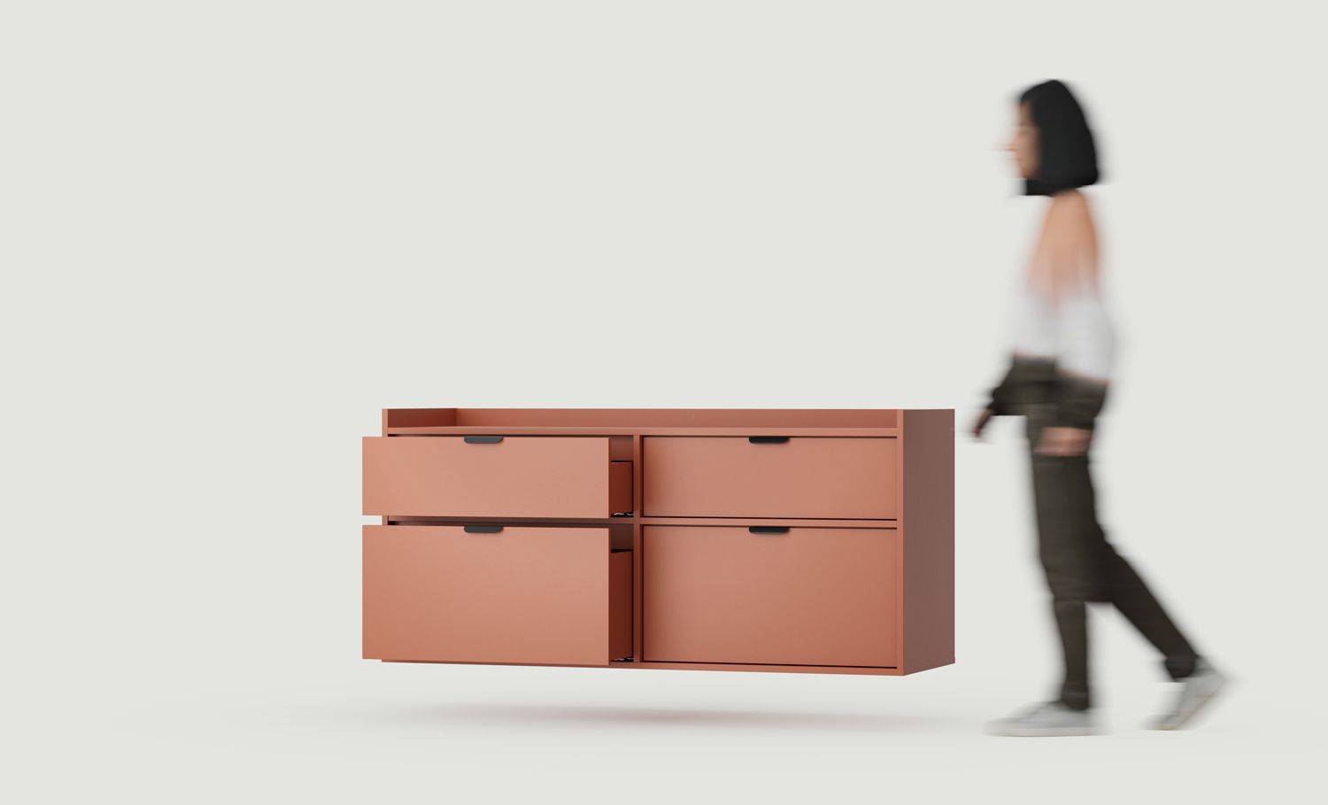 Nástěnná skříňka s dvojitým umyvadlem SIGI WS2U03B
Barva: ohnivá terakota
Rukojeť: LAYERS 110 černá