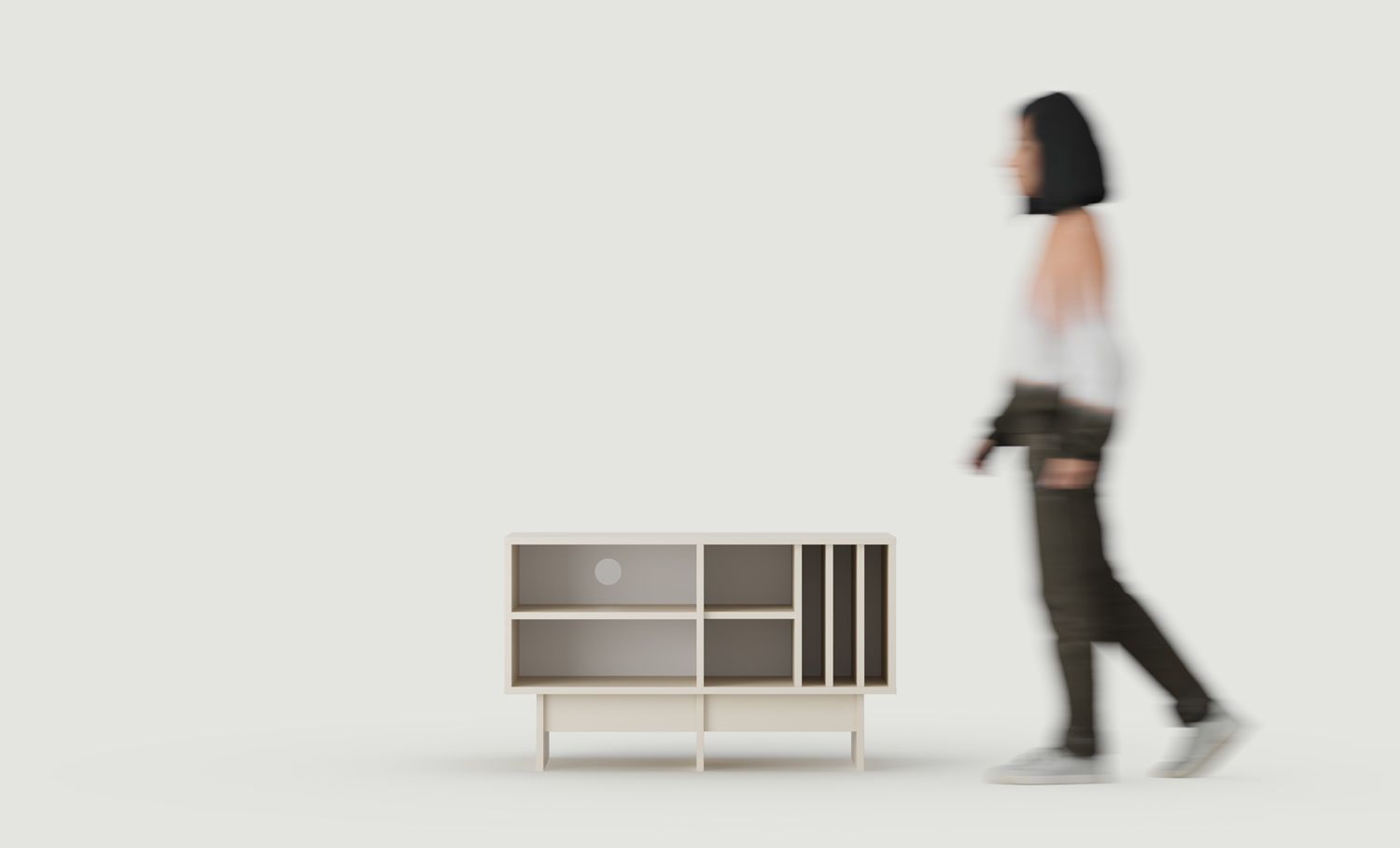 KABE KTV1W vinylová RTV skříňka ve stylu JAPANDI
Barva: šampaňská béžová