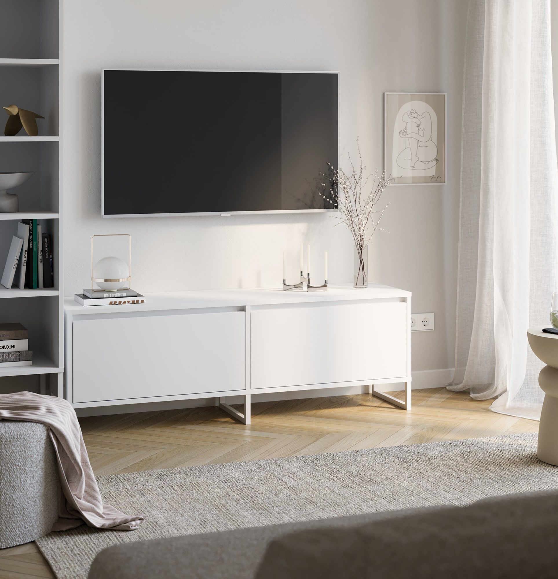 RTV skříň ODIS BTV2K
Barva: porcelánově bílá
Barva nohy: bílá
                            