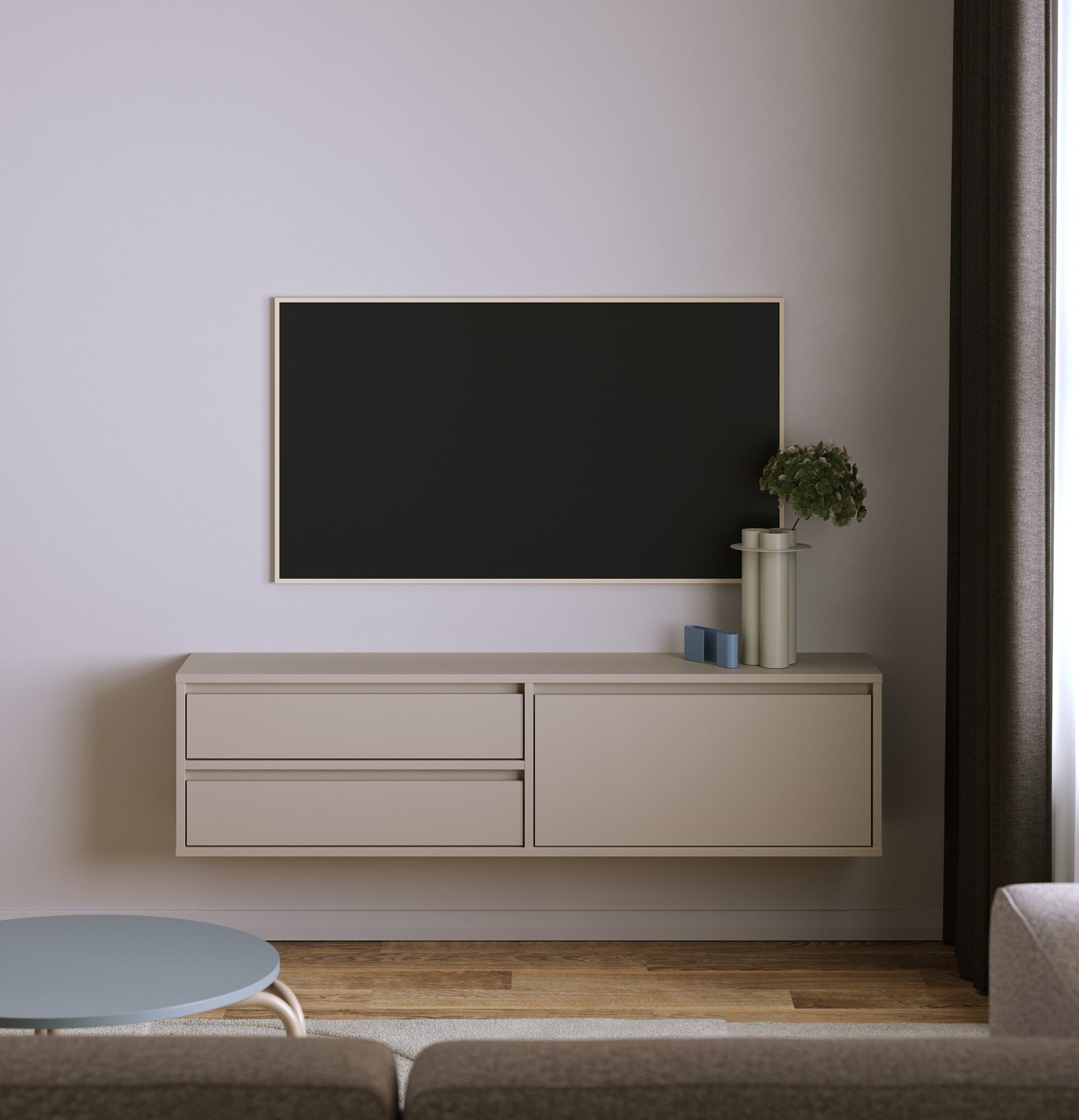 Nástěnná skříňka RTV UBBE WTV1S
Barva: šampaňská béžová