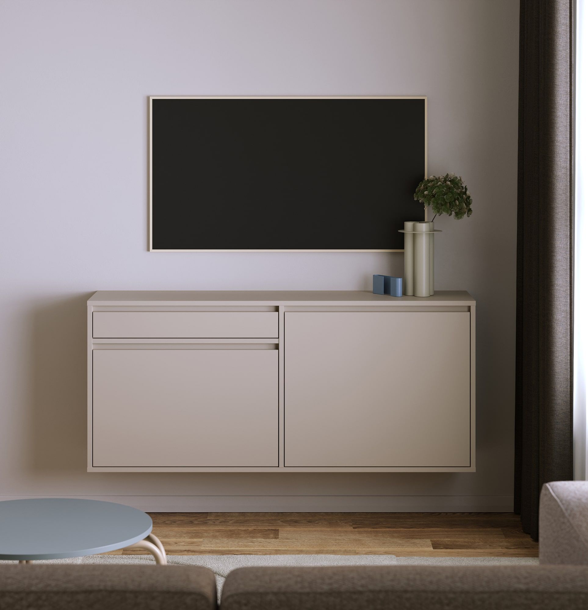 Nástěnná skříňka RTV UBBE WTV2S
Barva: šampaňská béžová