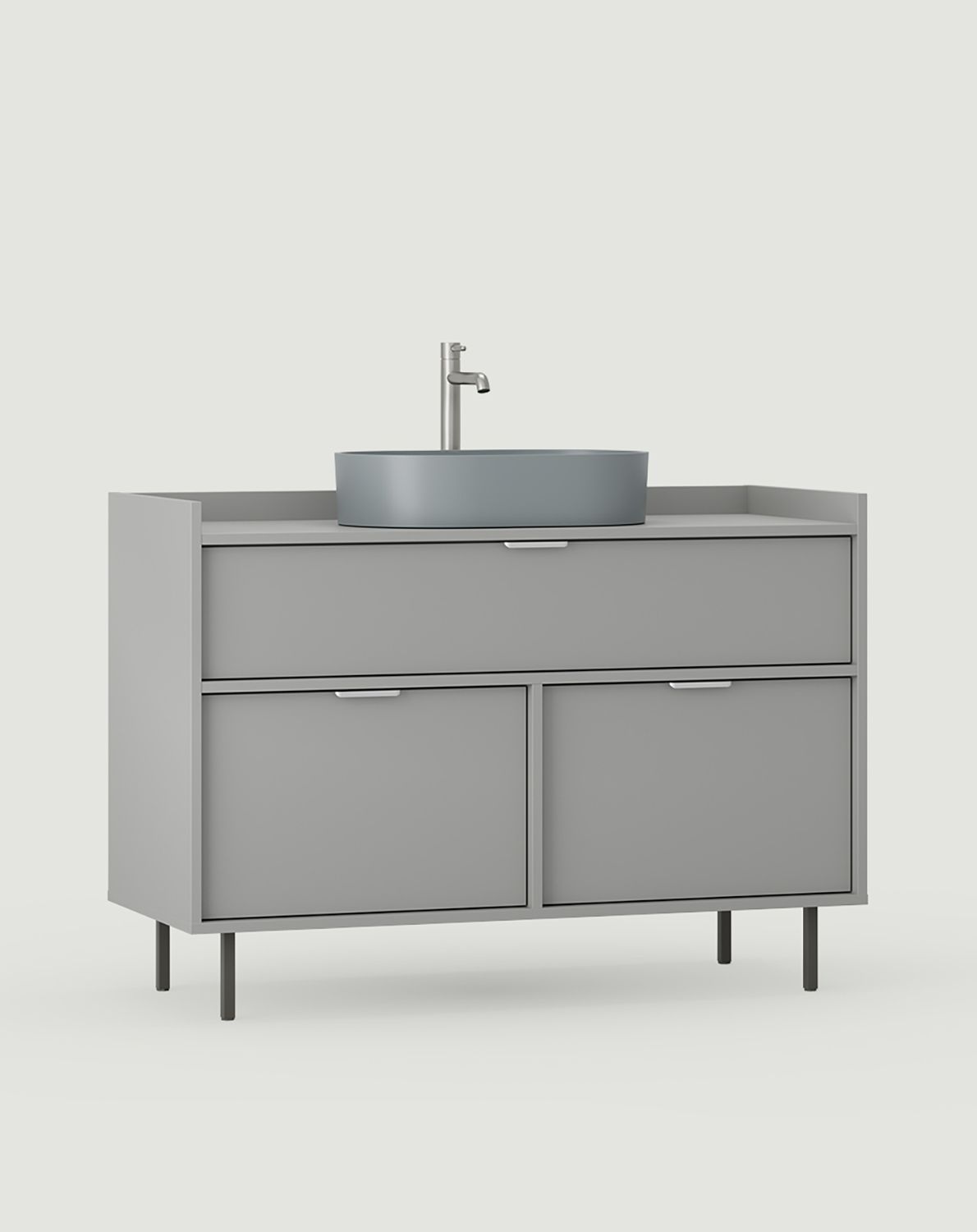 Skříňka SIGI s umyvadlem OMNIRES SU01
Barva: měsíční prach
Noha: Mléčná dráha
Úchytka: LING Silver
Umyvadlo: OVO M+ Ash Grey OMNIRES
Vodovodní baterie: MIRNIR: Nikl OMNIRES
                            