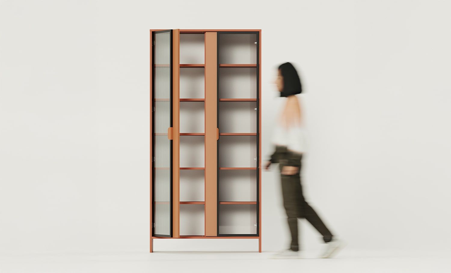 Skříň LAYERS LAY45
Barva: ohnivá terakota
Barva druhé vrstvy čela: Sahara Deep
Rukojeť: LAYERS 110 Fire Terracotta rukojeť
Typ skla: Žlábkované ornamentální sklo