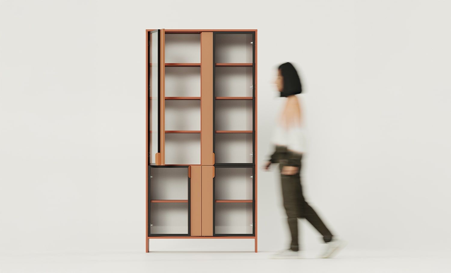 Vitrína LAYERS LAY49
Barva: ohnivá terakota
Barva druhé vrstvy čela: Sahara Deep
Rukojeť: LAYERS 110 Rukojeť Fire Terracotta
Typ skla: Žlábkované ornamentální sklo